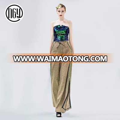 New look custom nice fashion sequin women two piece set clothing